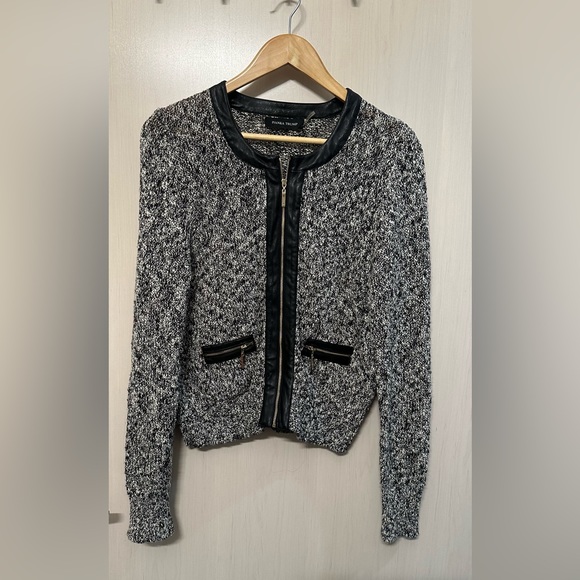 Ivanka Trump Sweaters - Ivanka Trump faux leather detail sweater. Full zip. Sz large